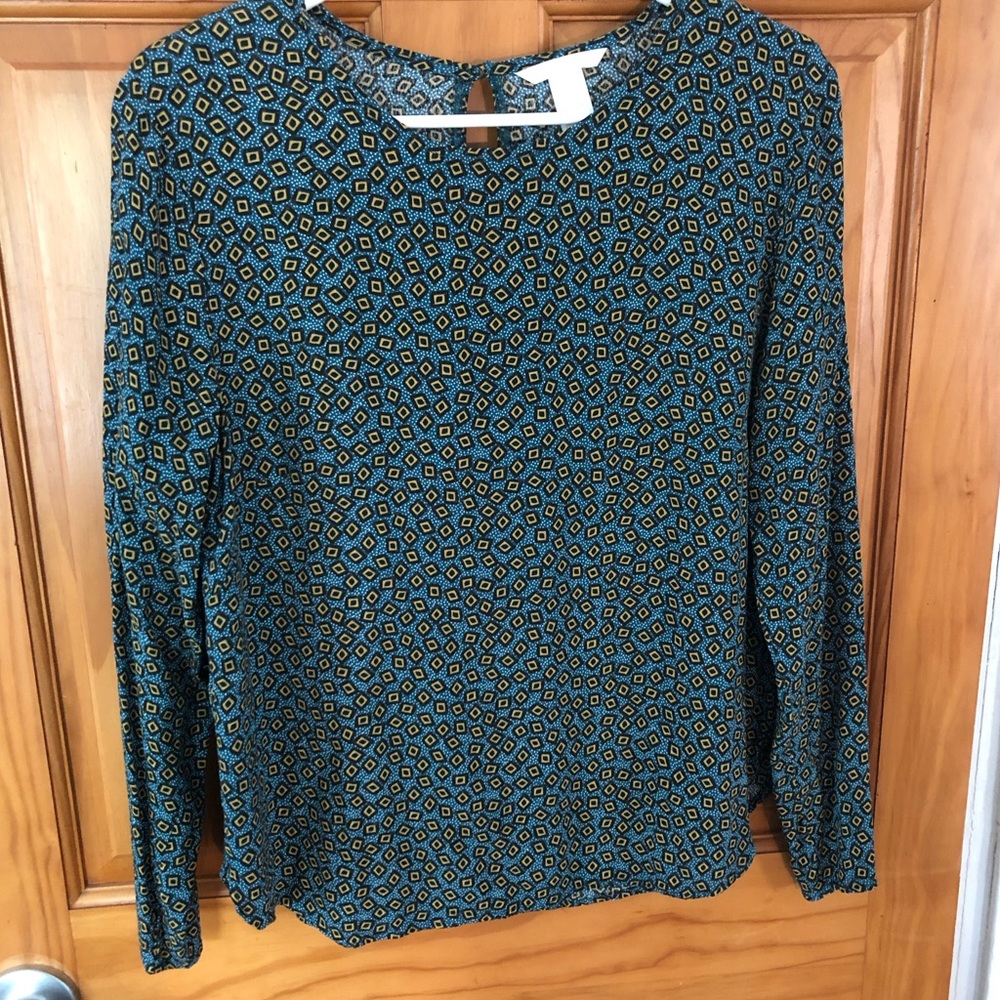 *SALE* H&M Patterned Long Sleeve Top; Sz 10